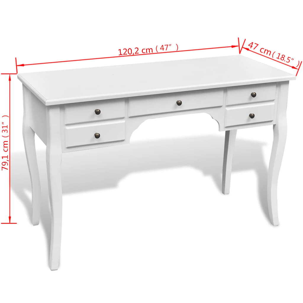 Wooden French Desk With Curved Legs And Drawers Whit 241734