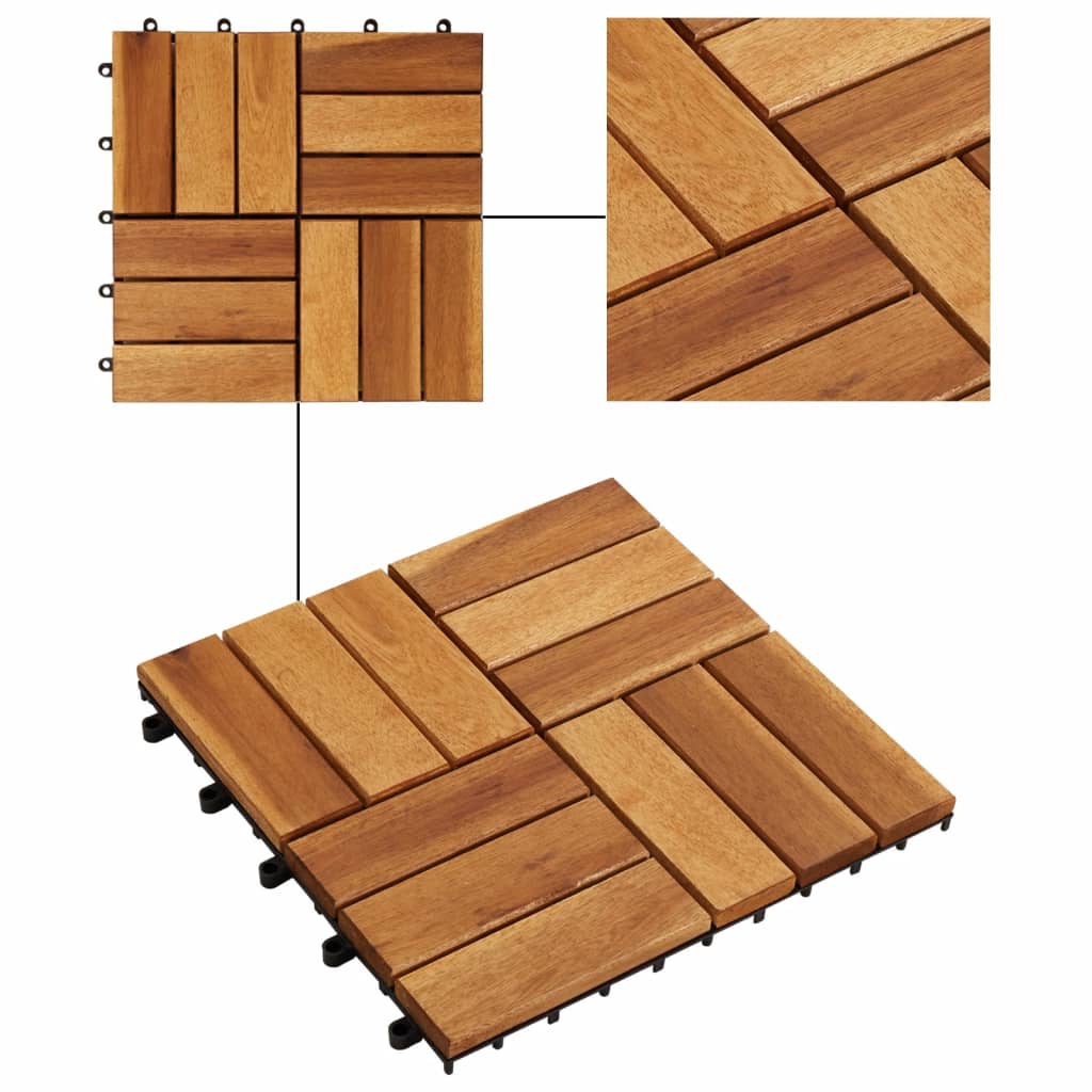 Decking Tiles Vertical Pattern Acacia Set Of Brown 271790