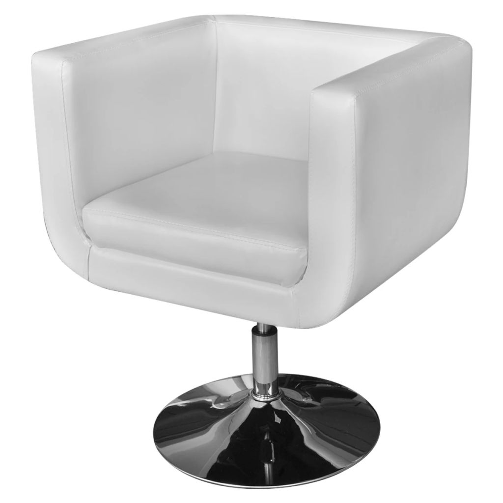 Armchair With Chrome Base Faux Leather White 241920