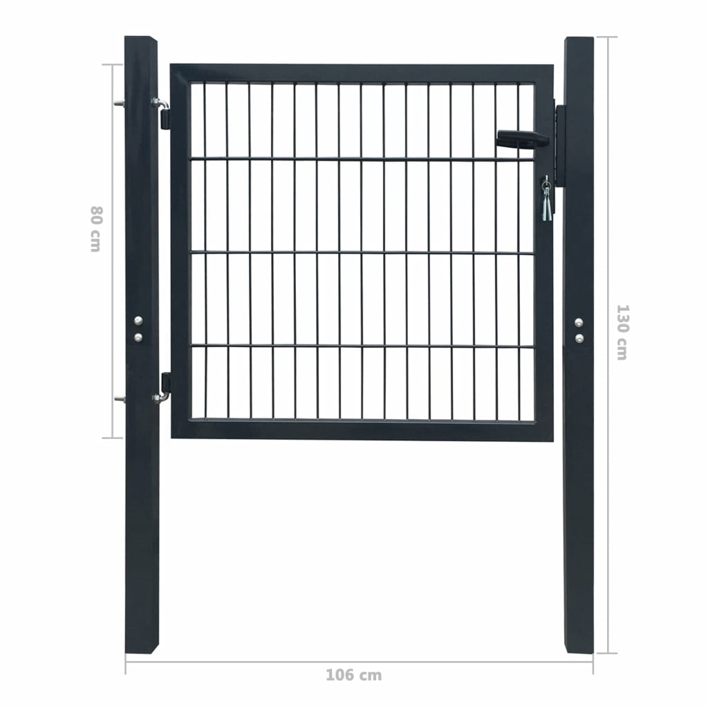 D Fence Gate Single Anthracite Gray Grey 141740