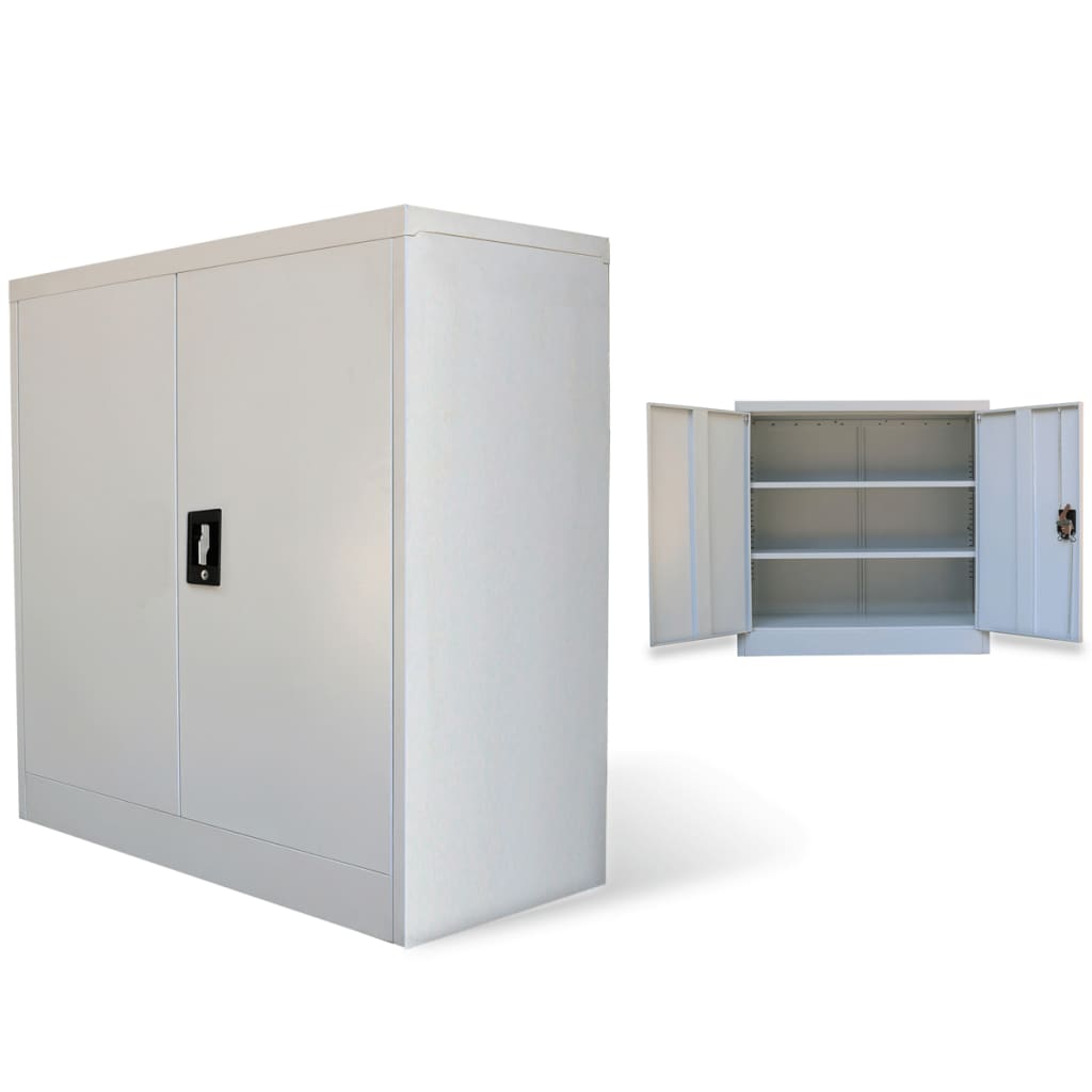 Office Cabinet With Doors Gray Steel Grey 20114