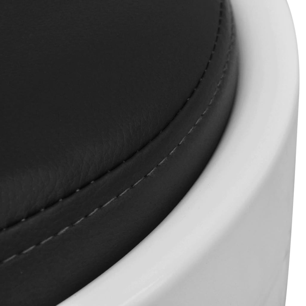 Stool And Black Faux Leather White 242243