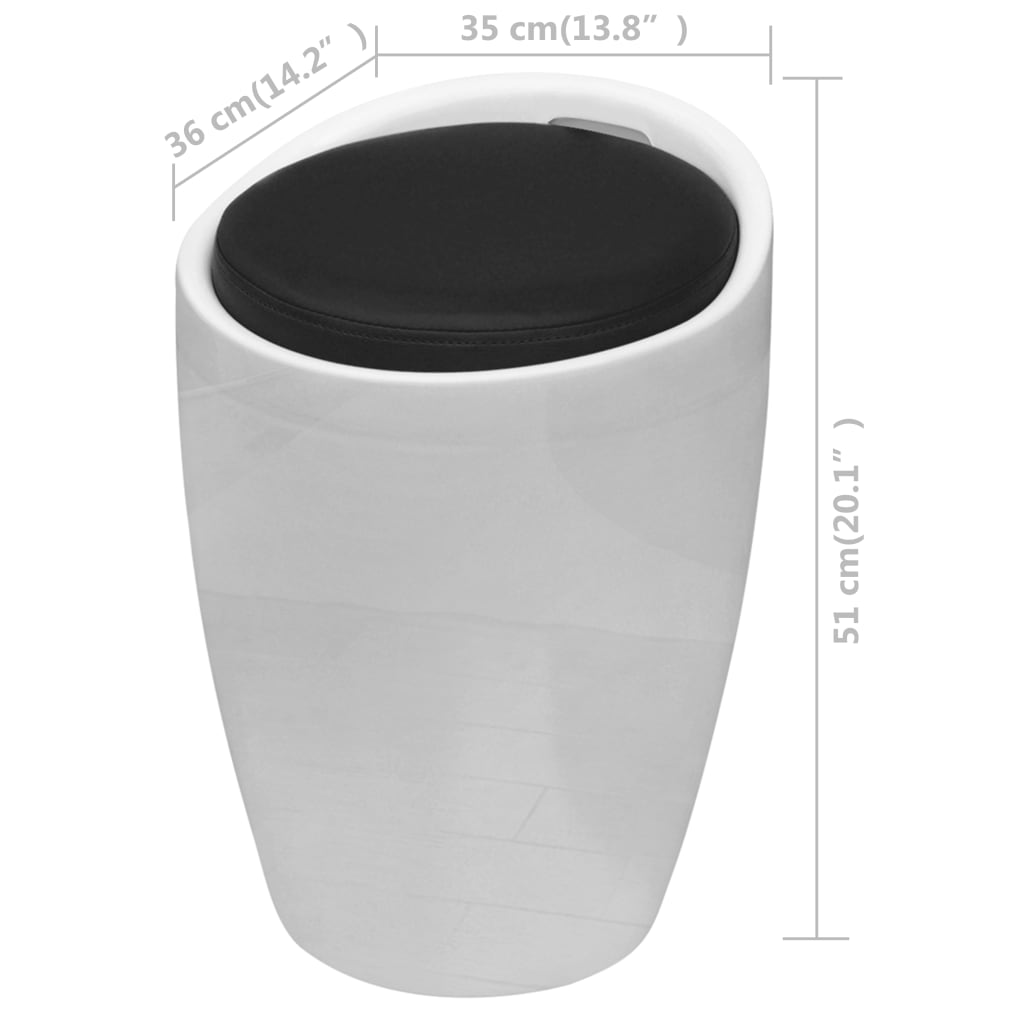Stool And Black Faux Leather White 242243