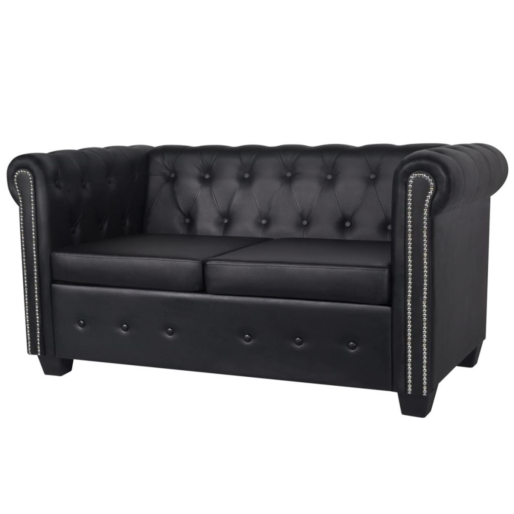 Chesterfield Seater Artificial Leather Black 242369