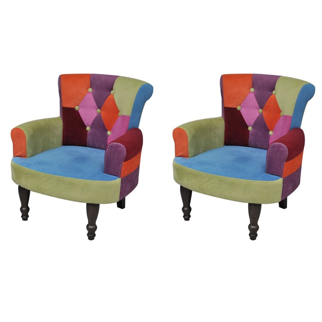 Patchwork French Style Chair With Armrests Multicolo 242522
