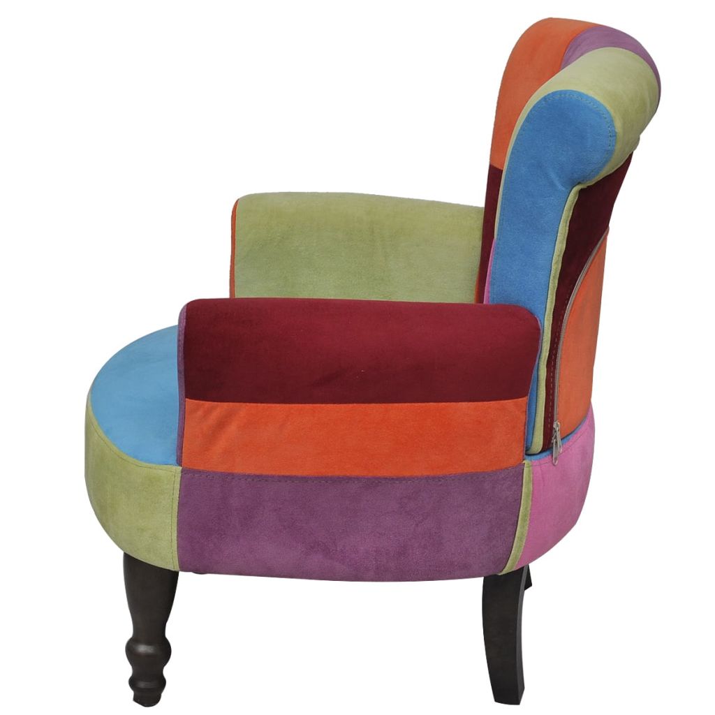 Patchwork French Style Chair With Armrests Multicolo 242522