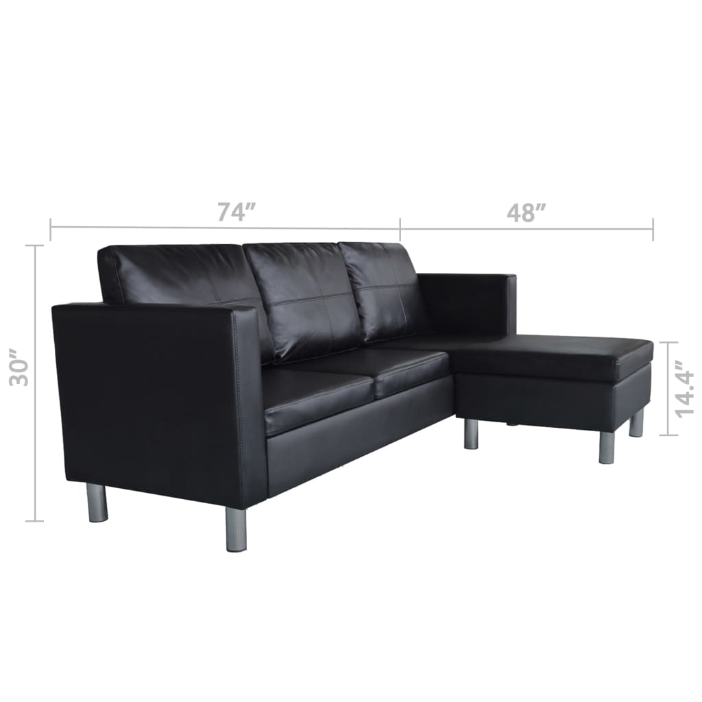 Sofa Bed L Shaped Artificial Leather Adjustable Whit 242533