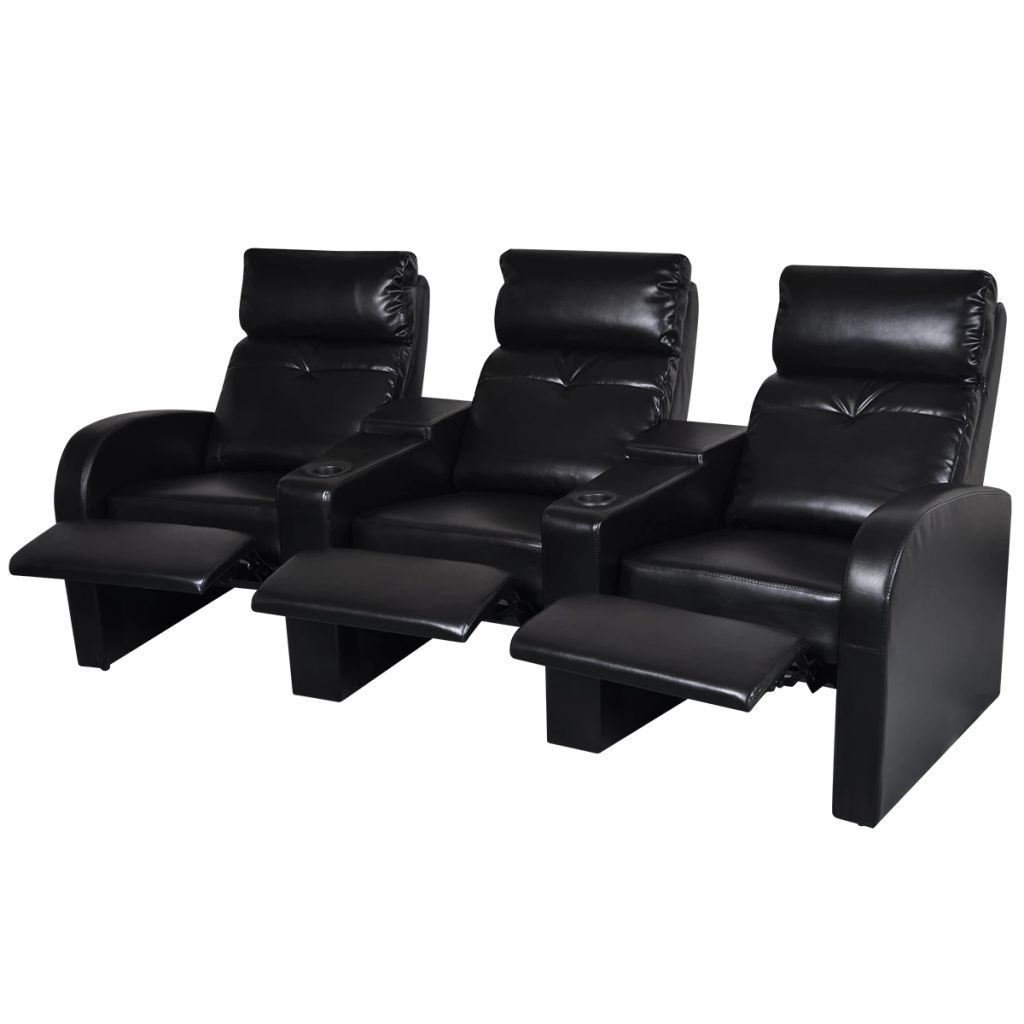 Seater Home Theater Recliner Sofa Faux Leather White 242540