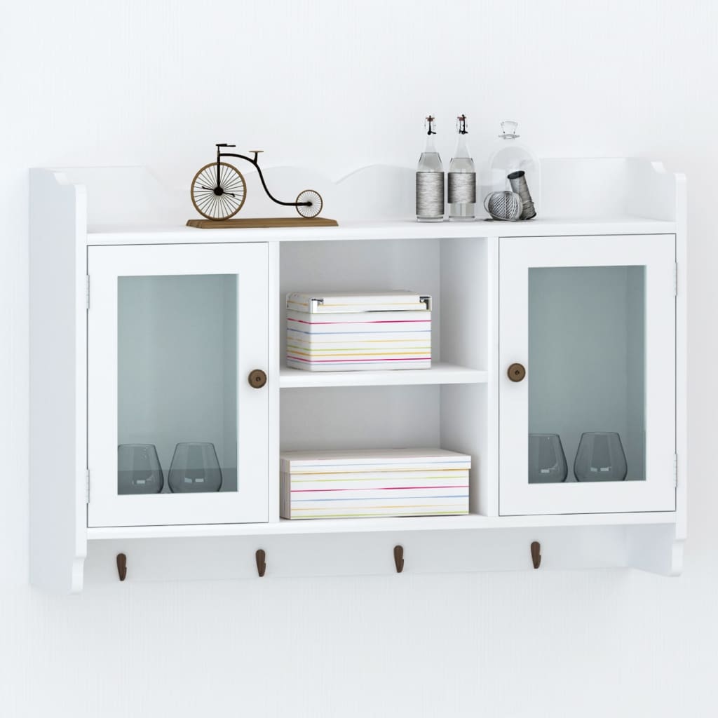 Mdf Wall Cabinet Display Shelf Book Dvd Glass Storag 242435
