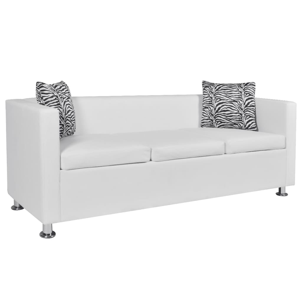 Sofa Seater Artificial Leather White 242651