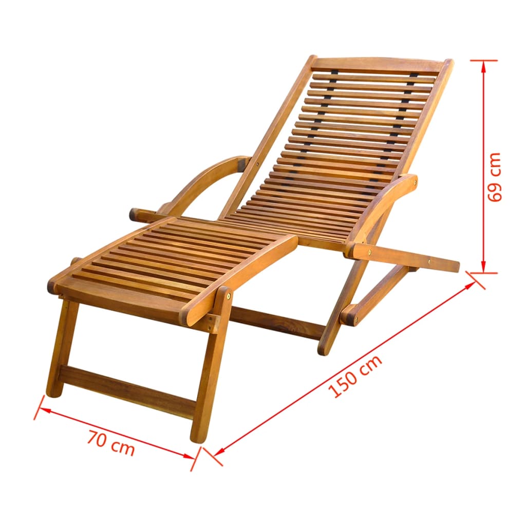 Deck Chair With Footrest Solid Acacia Wood Brown 41806