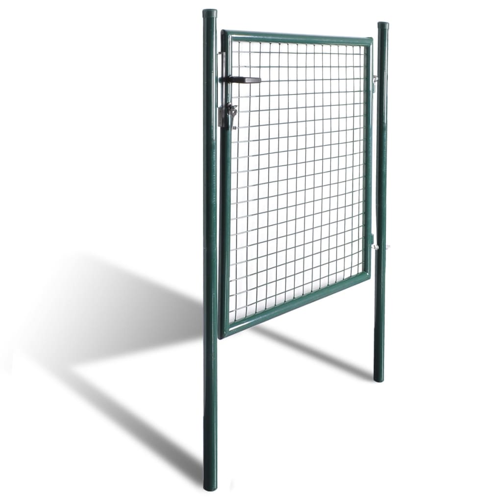 Single Door Fence Gate Powder Coated Steel Green 142030