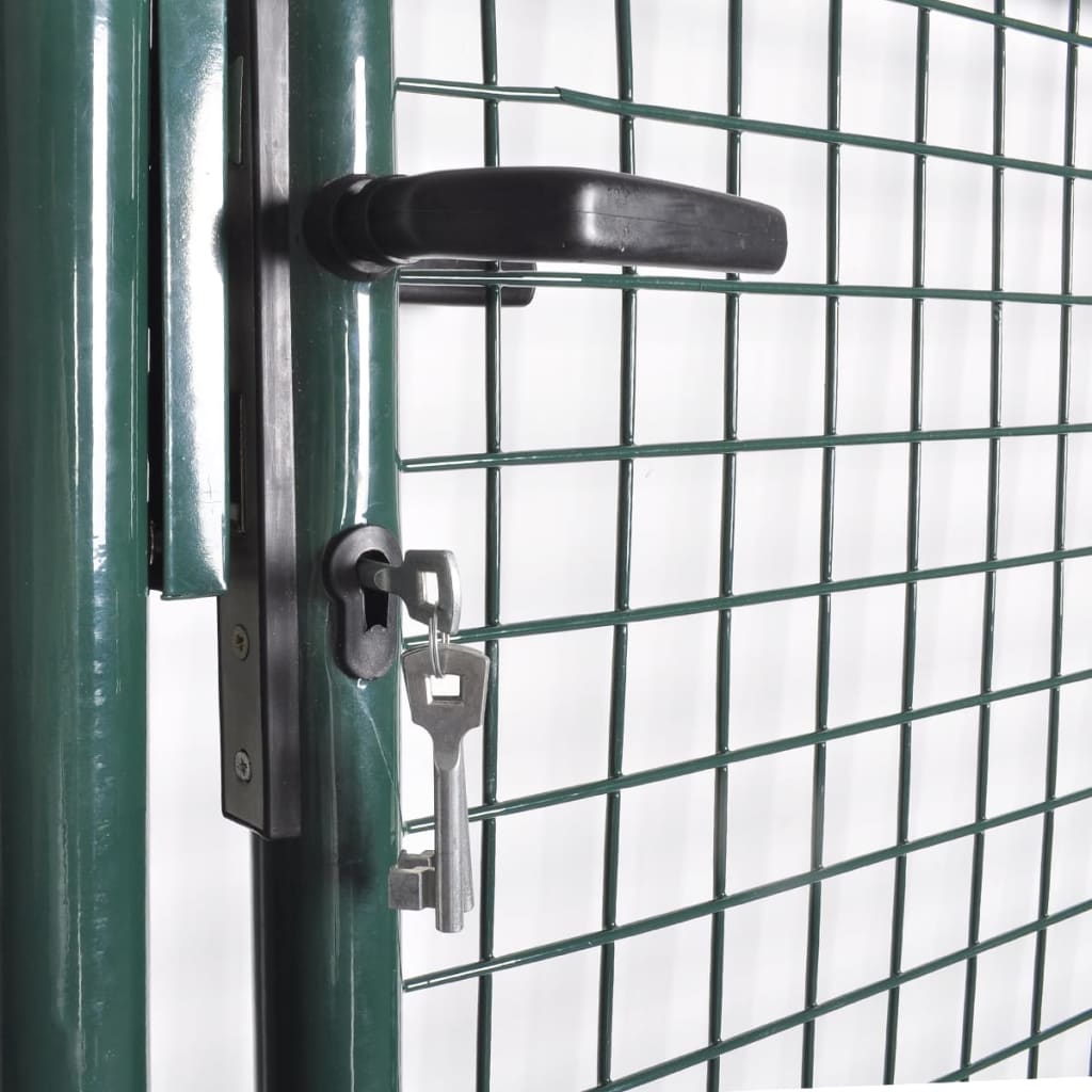 Single Door Fence Gate Powder Coated Steel Green 142030