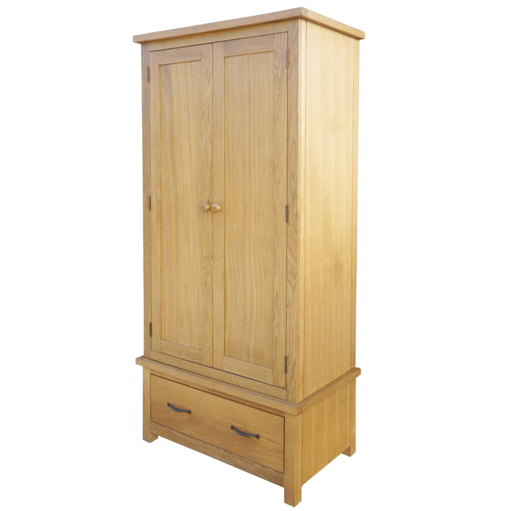 Wardrobe With Drawer Solid Oak Wood Brown 243188