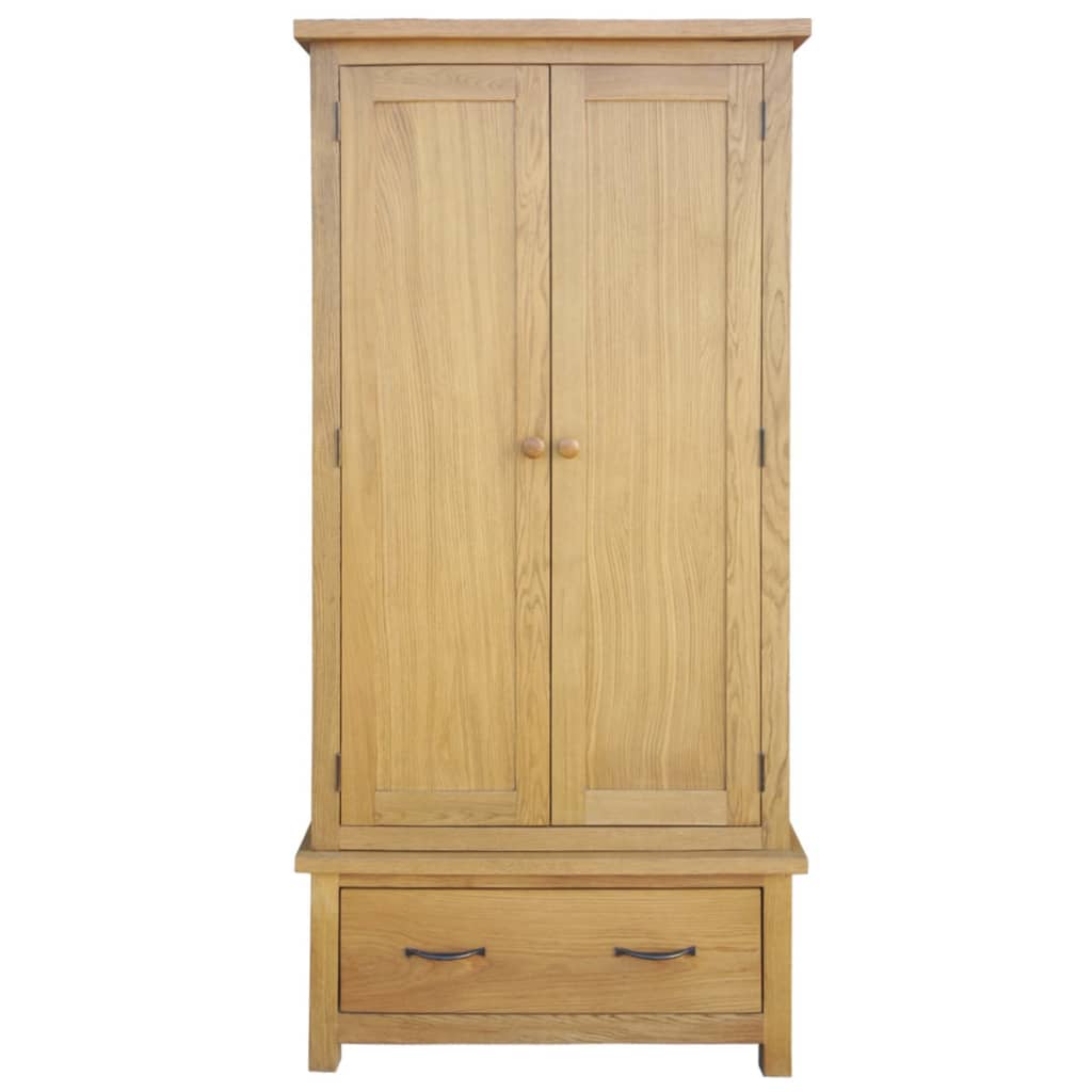 Wardrobe With Drawer Solid Oak Wood Brown 243188