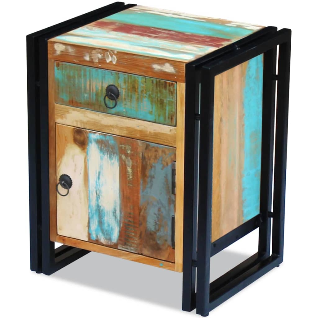 Bedside Cabinet Solid Reclaimed Wood Multicolour 243278