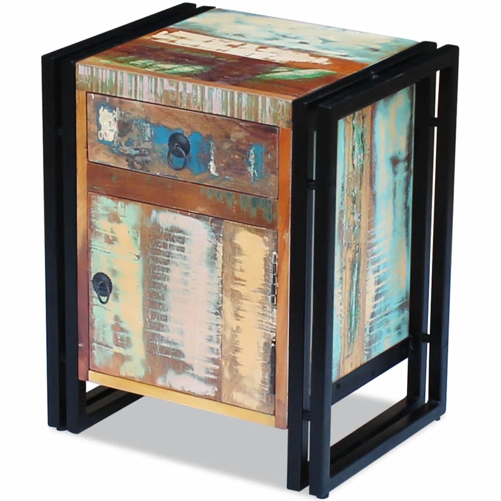 Bedside Cabinet Solid Reclaimed Wood Multicolour 243278