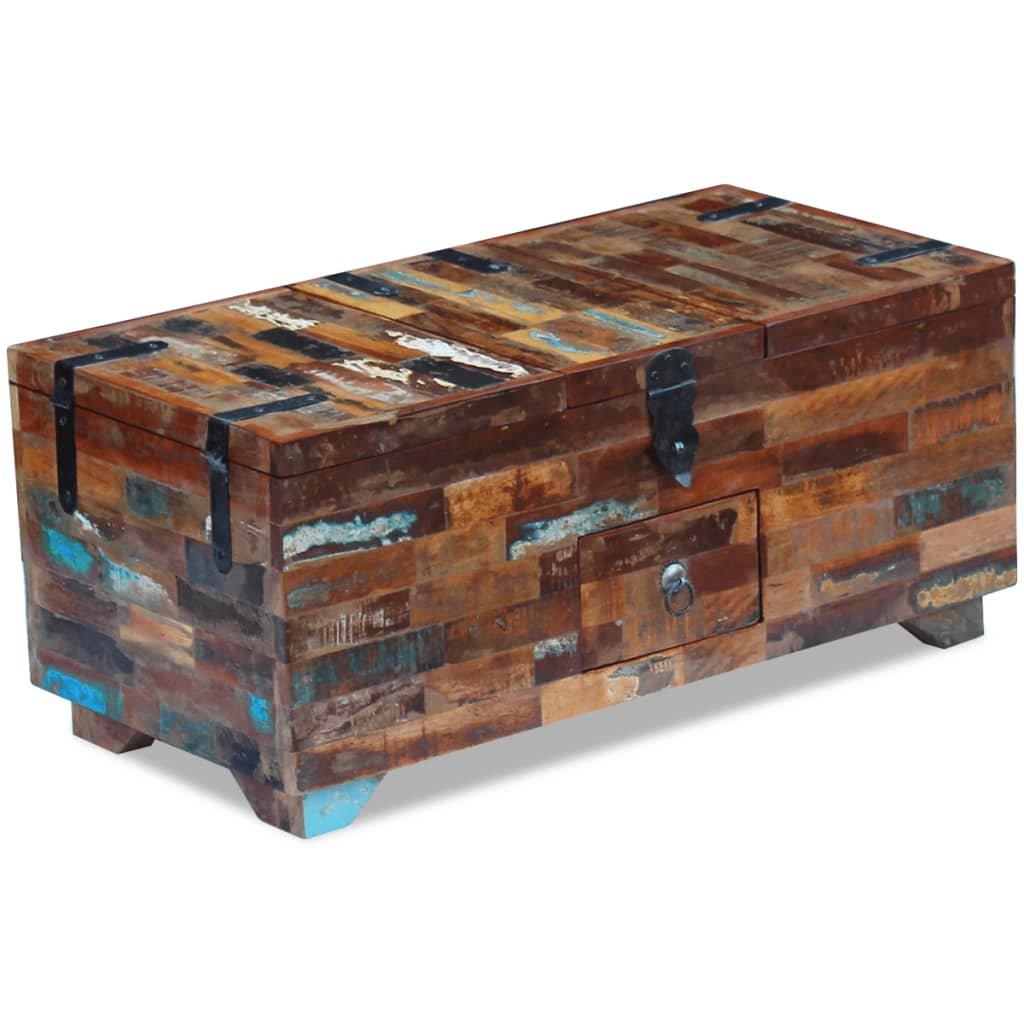 Coffee Table Box Chest Solid Reclaimed Wood Brown 243320