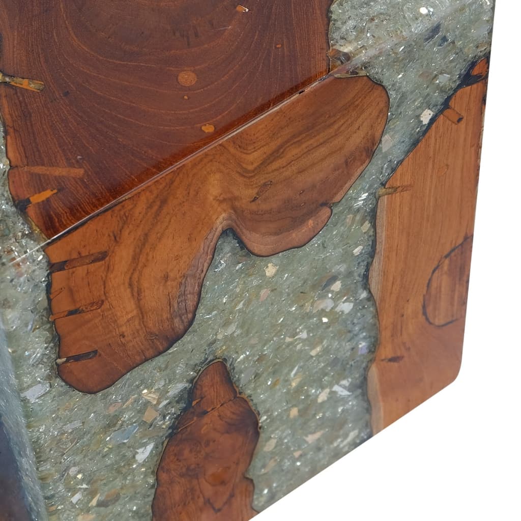 Stool Solid Teak Wood And Resin Multicolour 243468