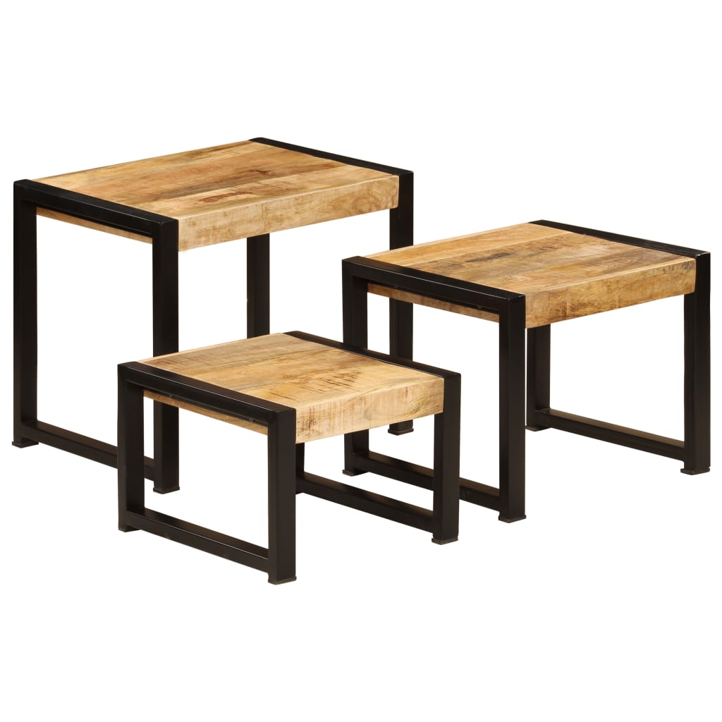 Nesting Tables Solid Mango Wood Brown 247404