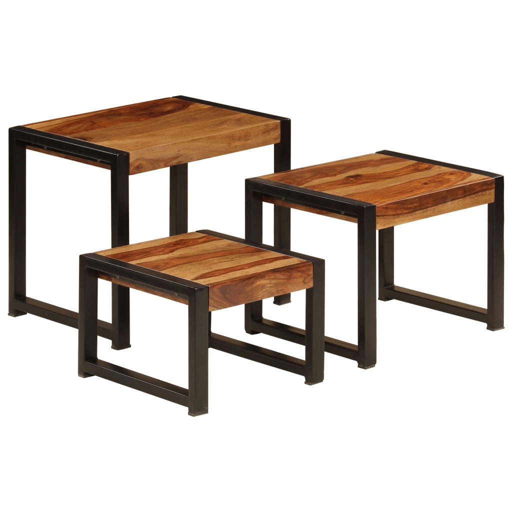 Nesting Tables Solid Mango Wood Brown 247404