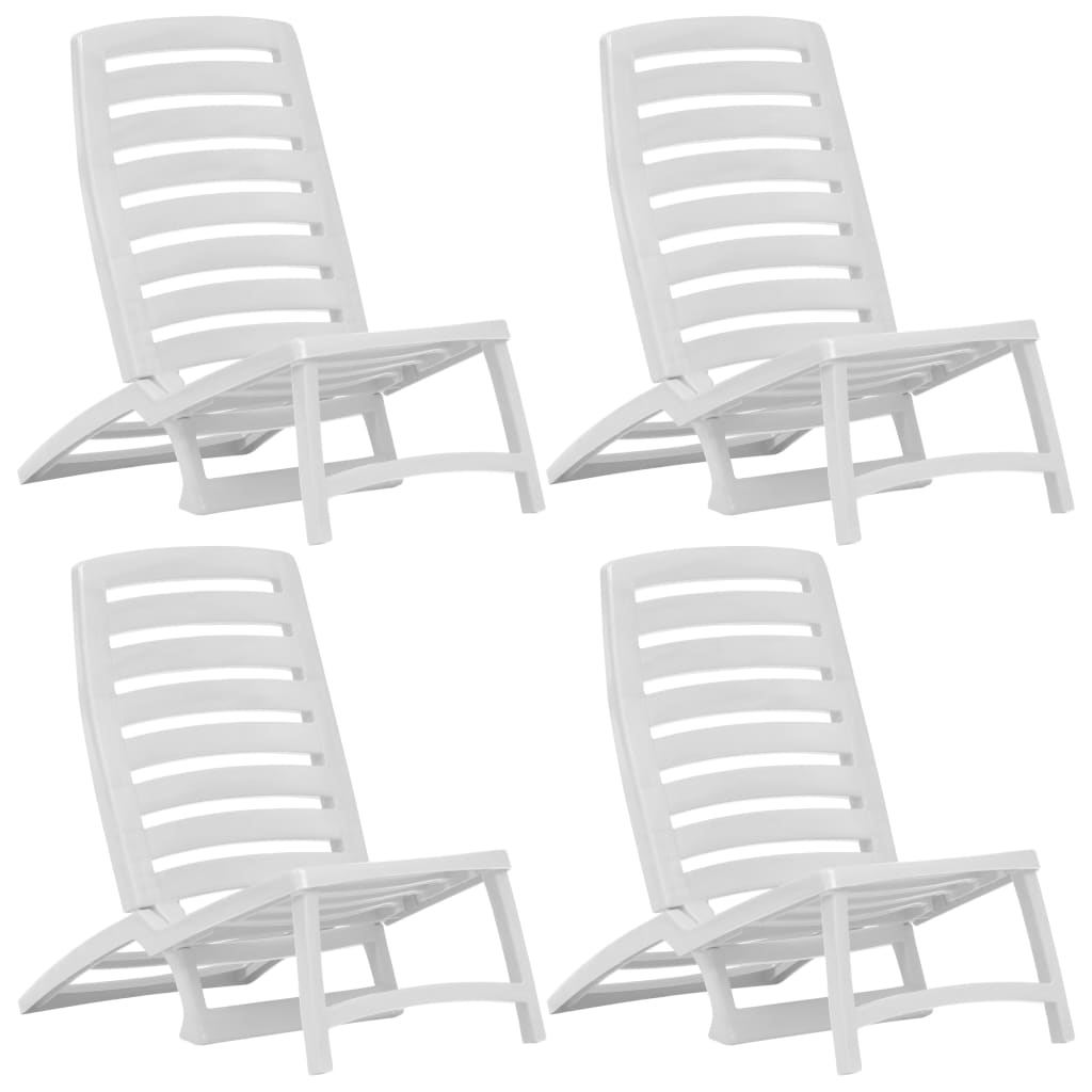 Folding Beach Chair Plastic White 45624