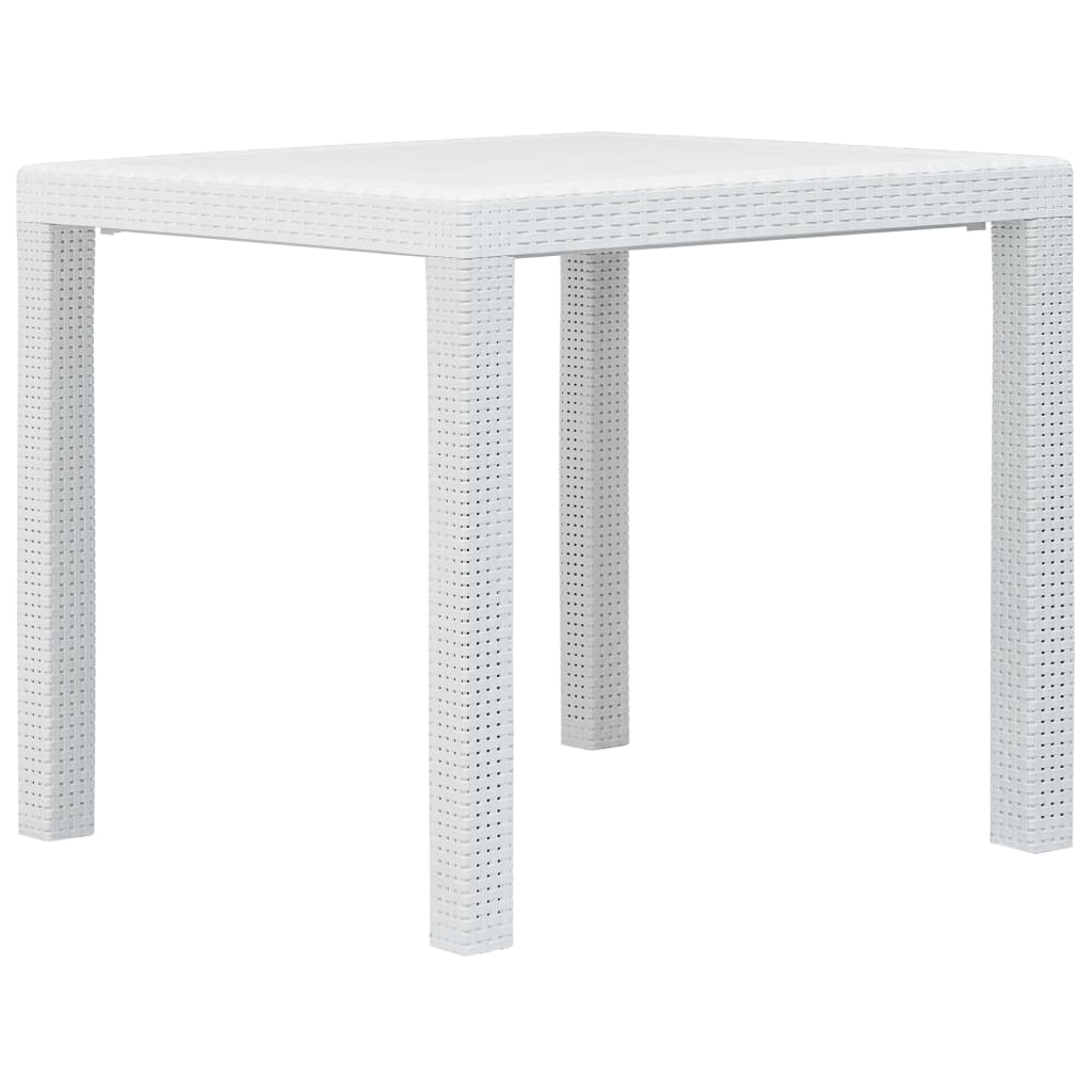 Patio Table Plastic Rattan Look White 45601