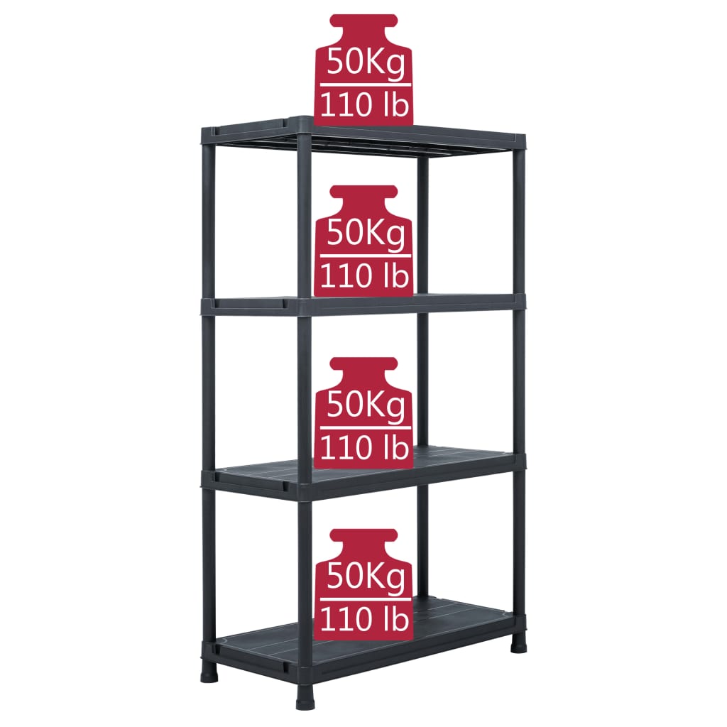 Storage Shelf Rack Plastic Black 45675