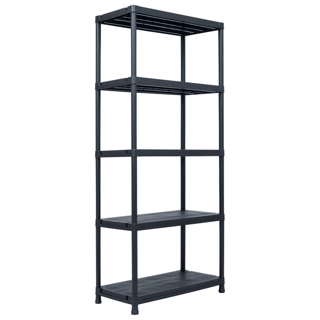 Storage Shelf Rack Plastic Black 45675