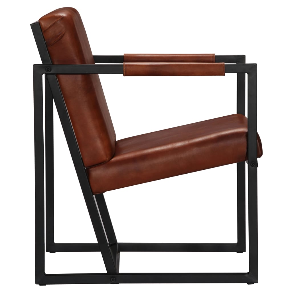 Armchair Real Leather Brown 247800