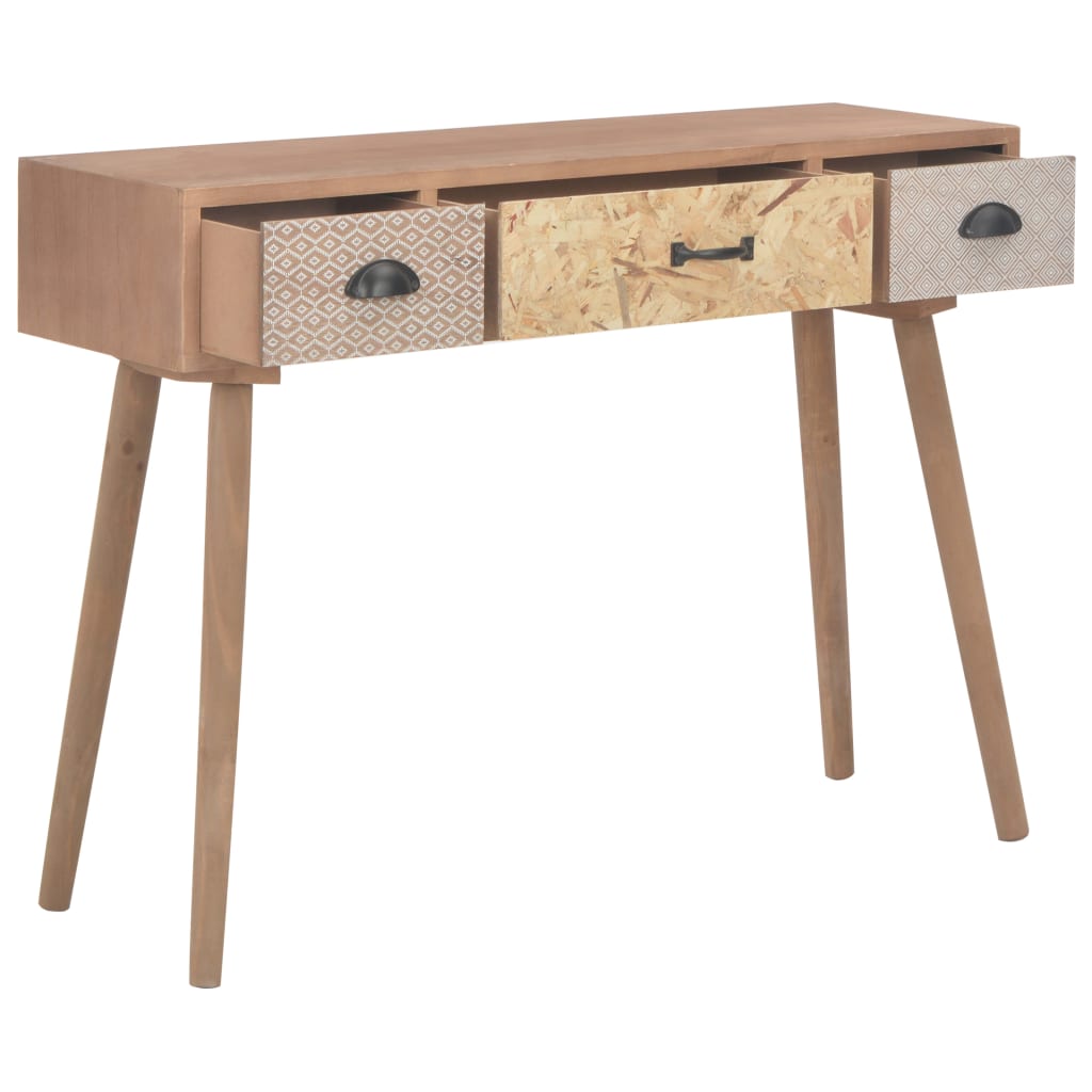 Console With Drawers Solid Pine Brown 247384