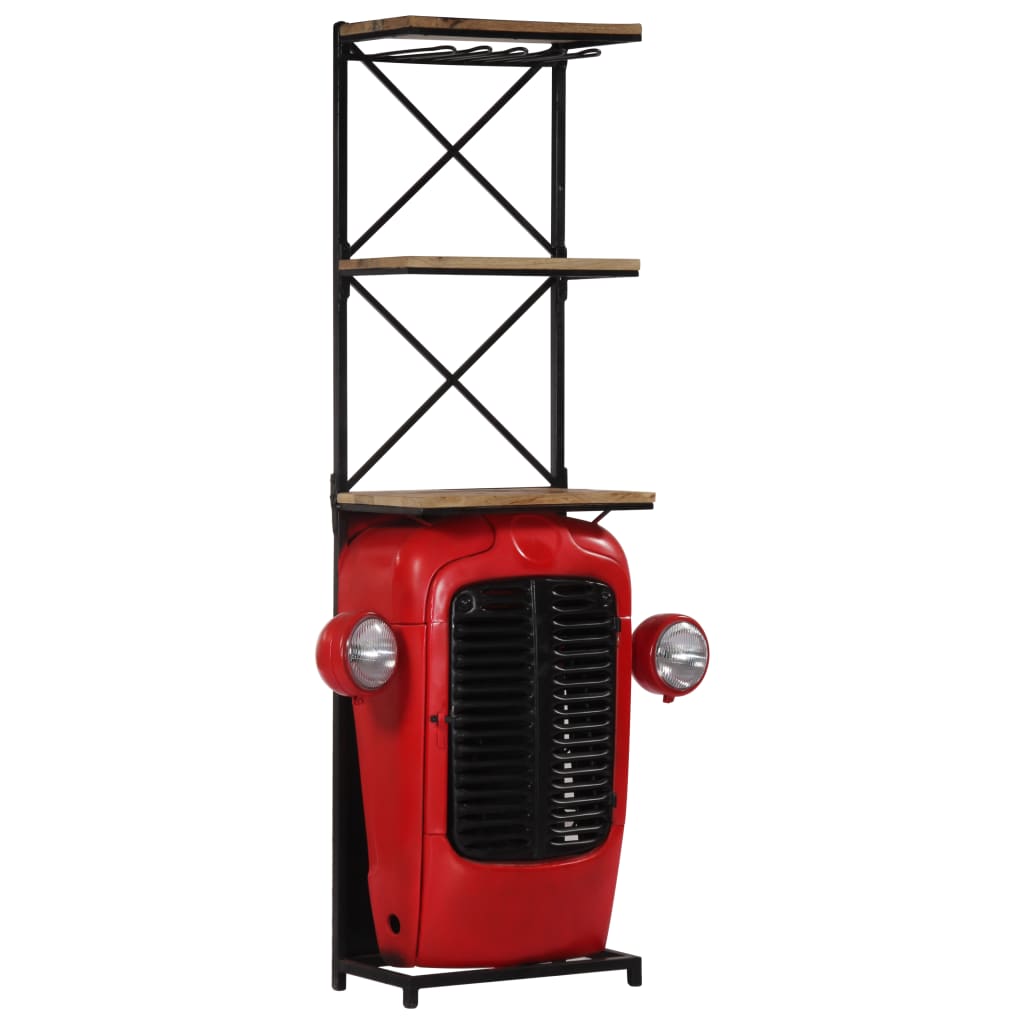 Tractor Wine Cabinet Solid Mango Wood Red 247871
