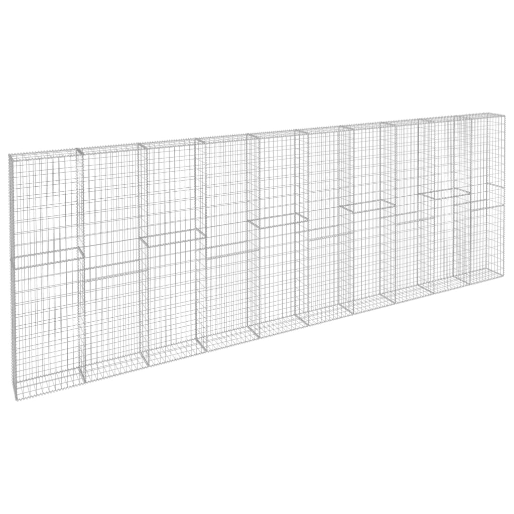 Gabion Wall With Covers Galvanised Steel Silver 144915