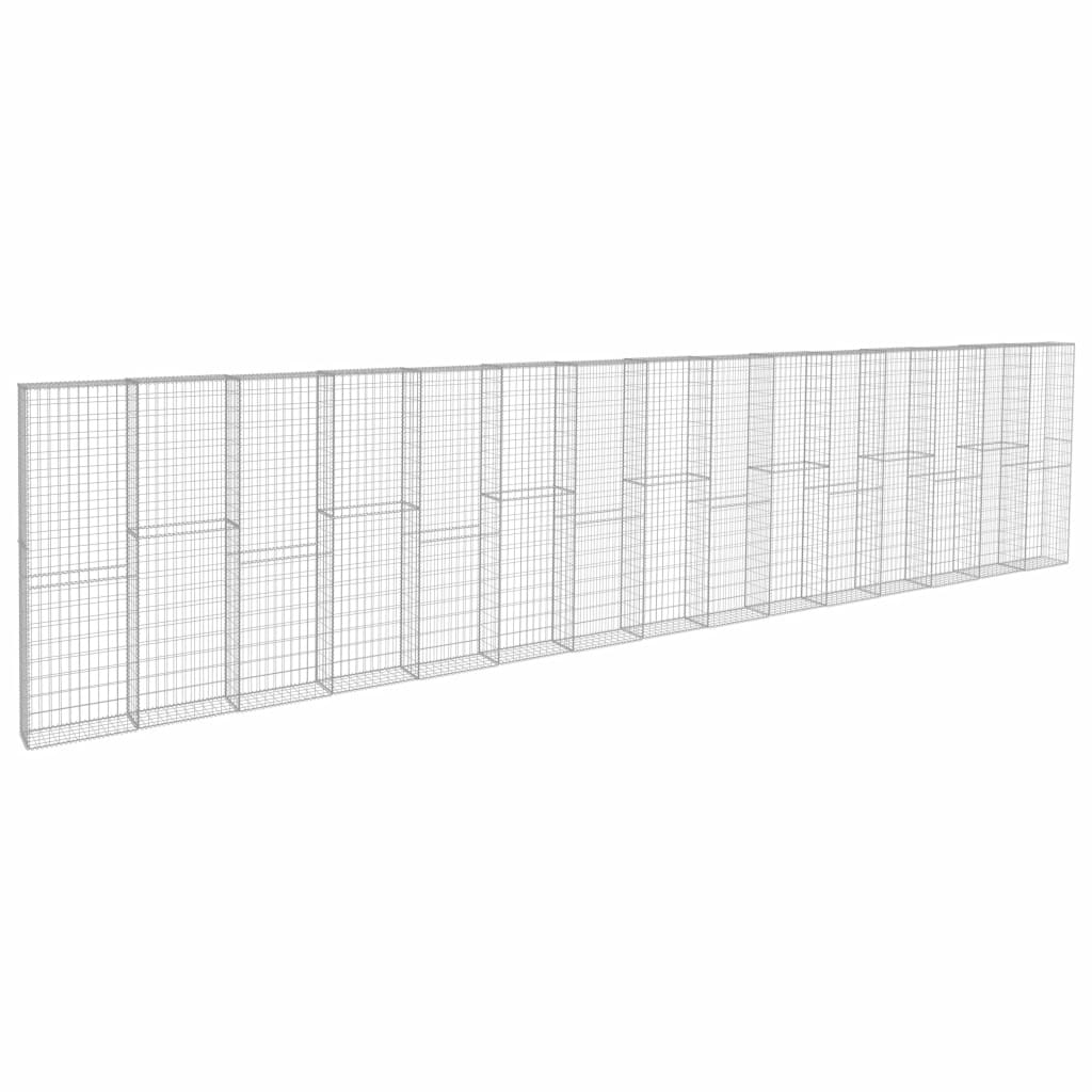 Gabion Wall With Covers Galvanised Steel Silver 144915