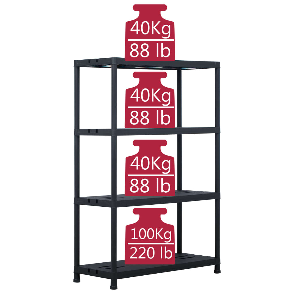 Storage Shelf Racks Plastic Black 276260