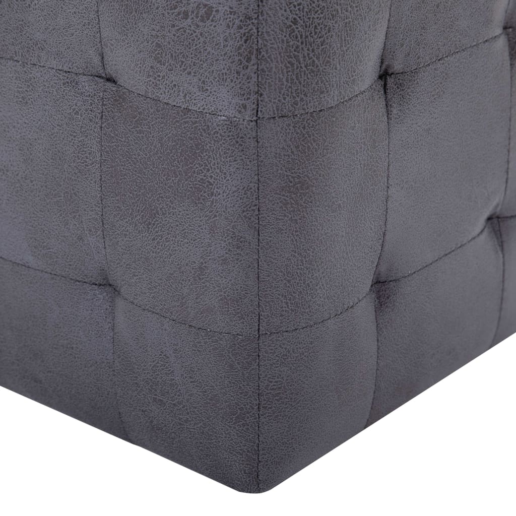 Pouffe Gray Faux Leather Grey 249261