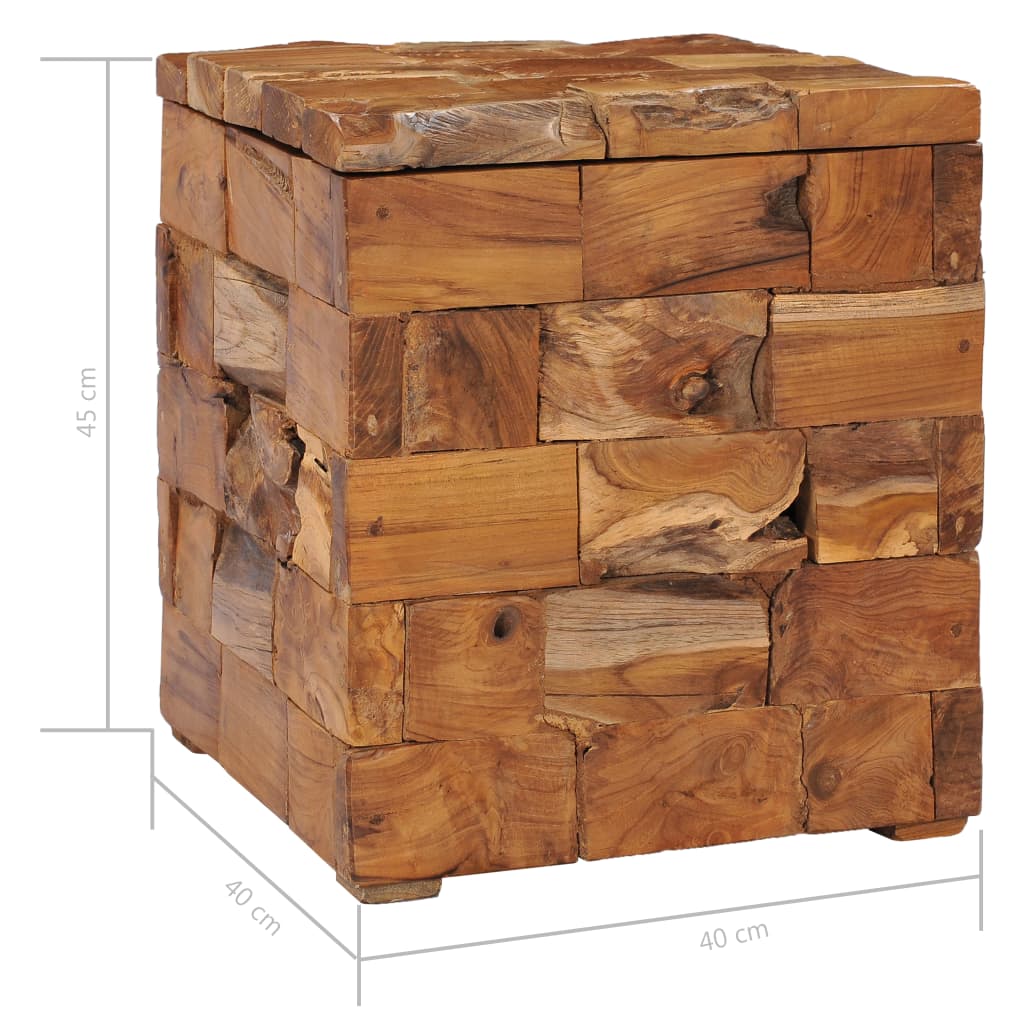 Storage Stool Solid Teak Wood Brown 281654