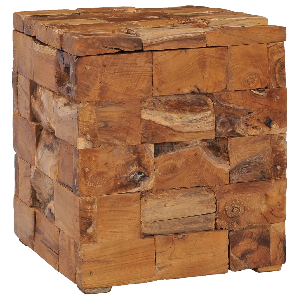 Storage Stool Solid Teak Wood Brown 281654