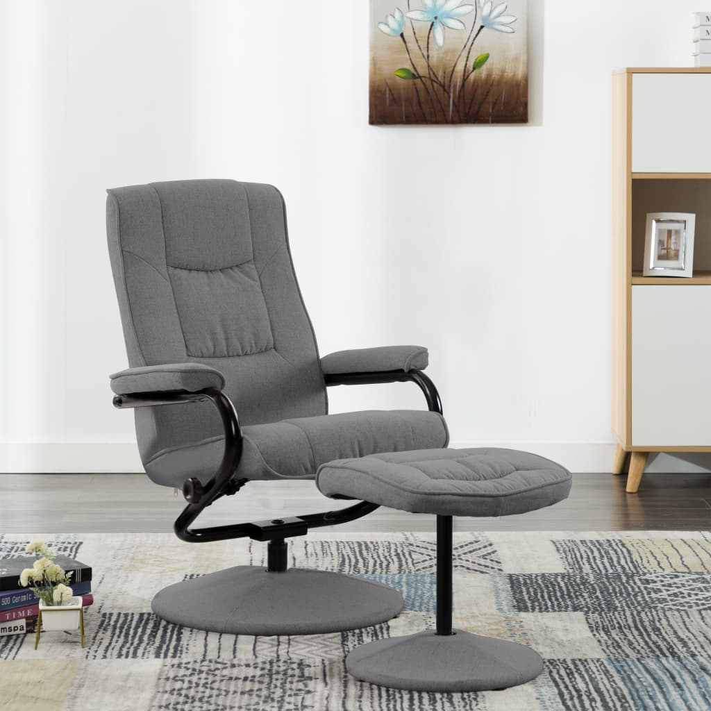 Recliner Chair With Footrest Light Gray Fabric Grey 249311