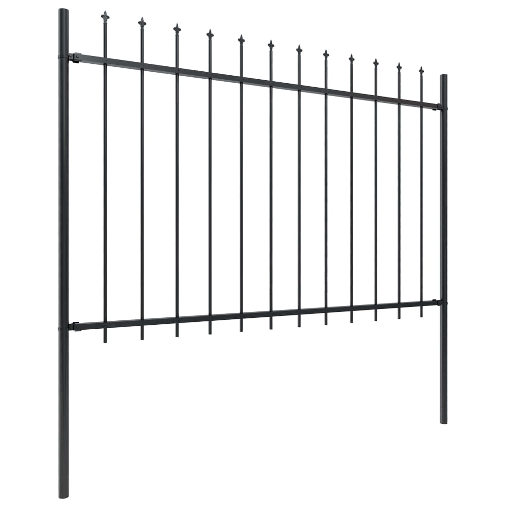 Garden Fence With Spear Top Steel Black 144923