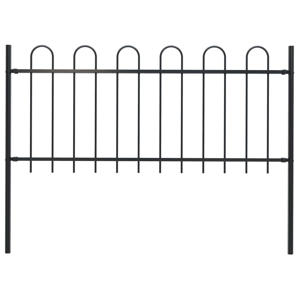 Garden Fence With Spear Top Steel Black 144923