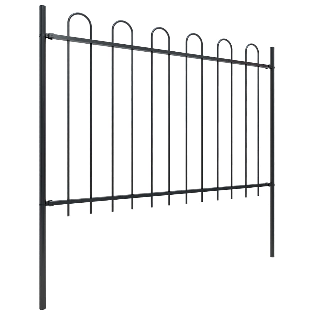 Garden Fence With Spear Top Steel Black 144930