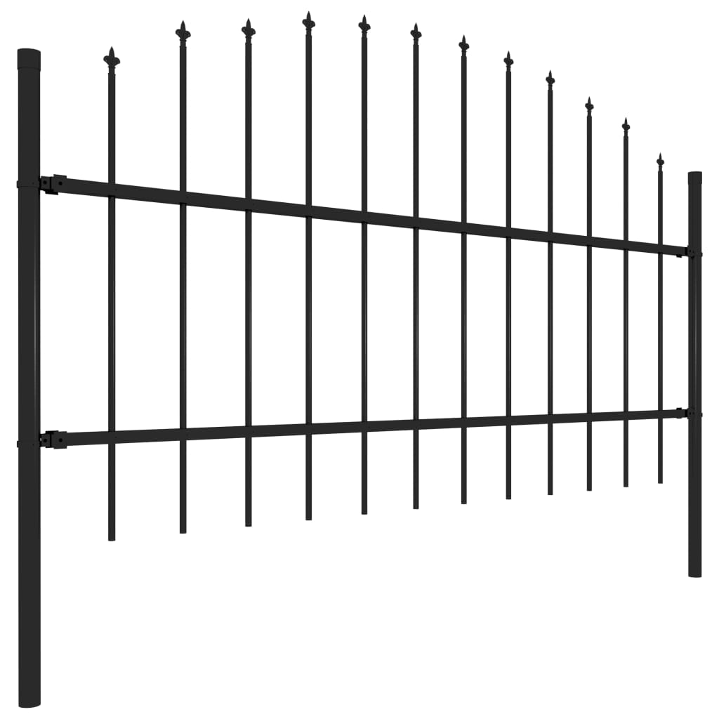 Garden Fence With Spear Top Steel Black 144941