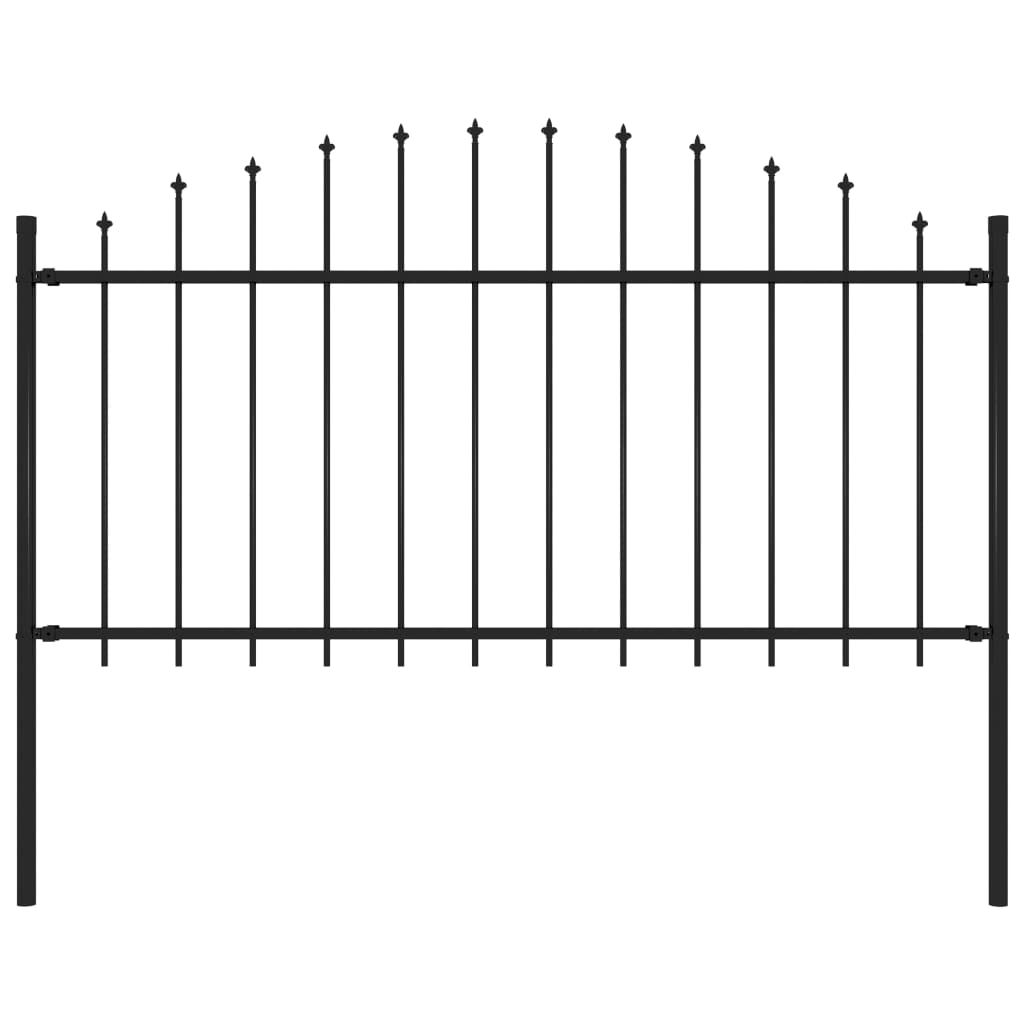 Garden Fence With Spear Top Steel Black 144941