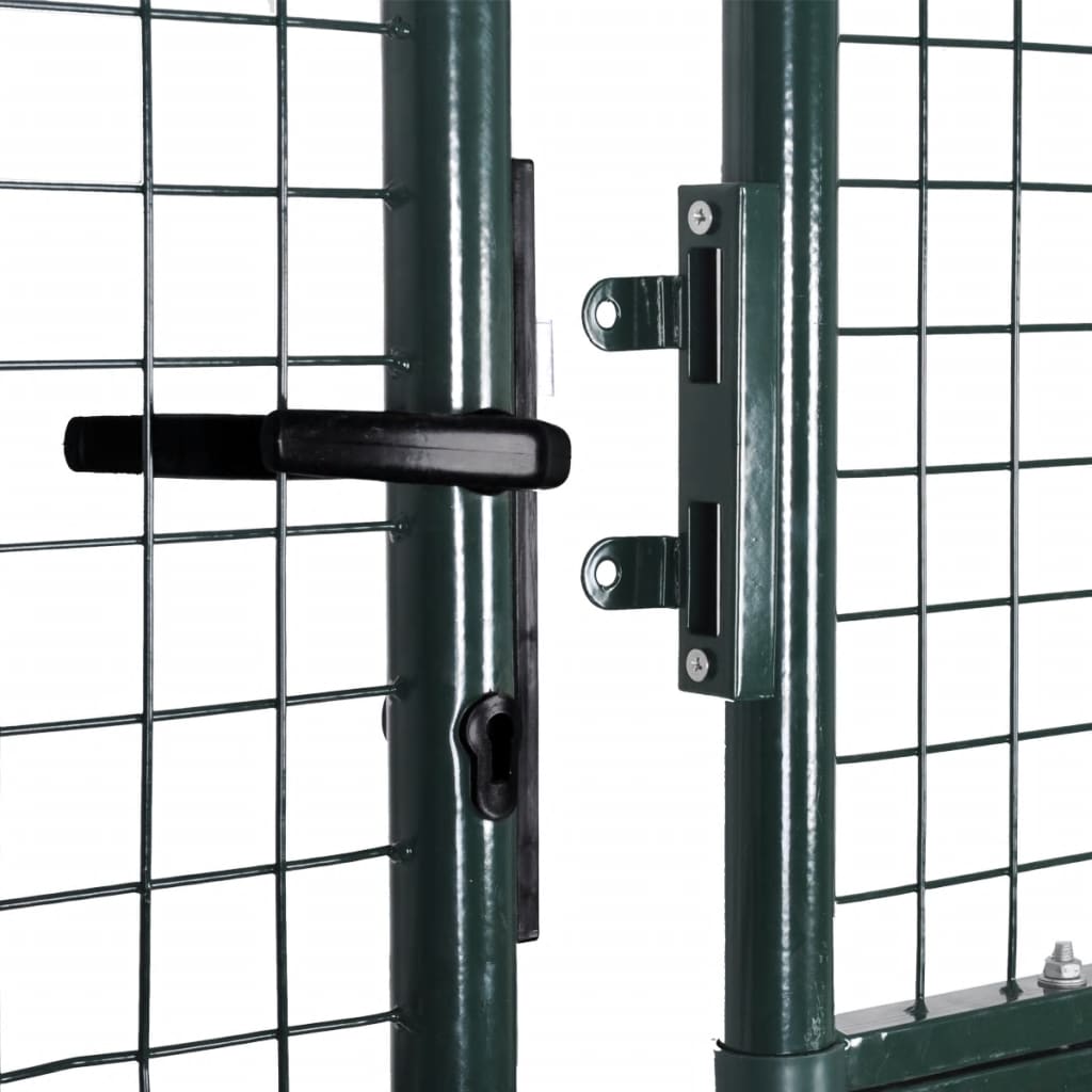 Double Door Fence Gate Powder Coated Steel Green 145049