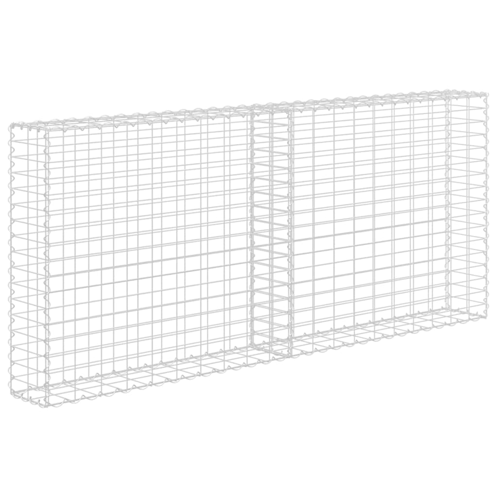 Gabion Wall With Covers Galvanized Steel Silver 143580