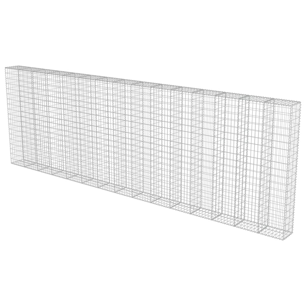 Gabion Wall With Covers Galvanized Steel Silver 143580