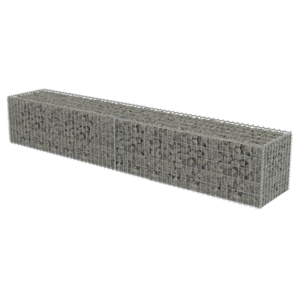 Gabion Wall With Covers Galvanized Steel Silver 143591