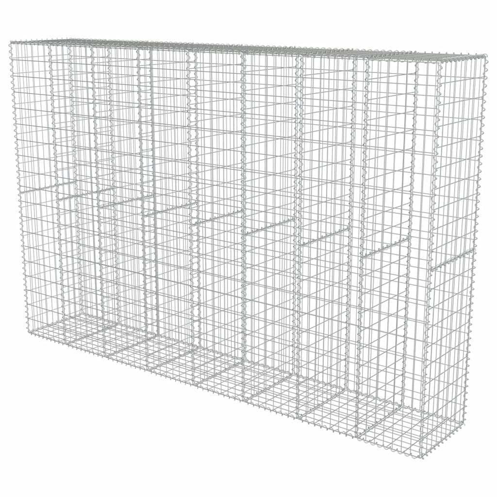 Gabion Wall With Covers Galvanized Steel Silver 143591