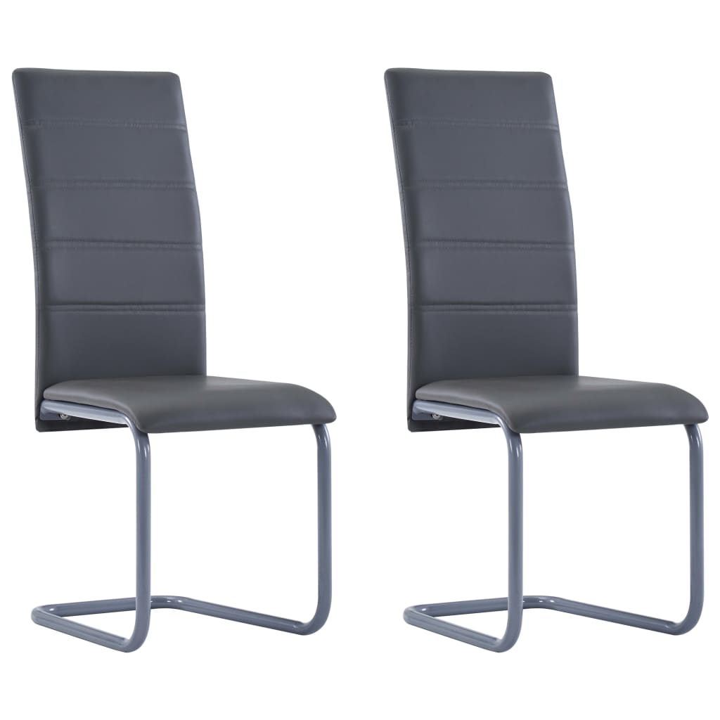 Cantilever Dining Chairs Gray Faux Leather Grey 282093